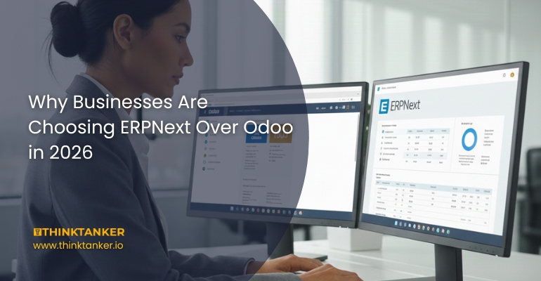 Business professional managing operations using ERPNext software on a computer in 2026